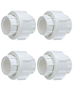 4-Pack 1-1/4 in. SCH-40 PVC Threaded-Unions w/ O-Ring PVC Pipe Threaded-Fittings ASTM D2466/F1970 FNPT x FNPT 1.25"