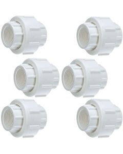 6-Pack 1-1/4 in. SCH-40 PVC Threaded-Unions w/ O-Ring PVC Pipe Threaded-Fittings ASTM D2466/F1970 FNPT x FNPT