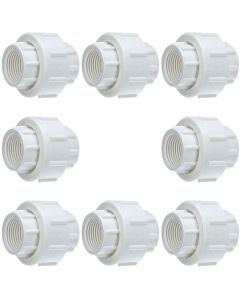8-Pk 1/2 in. PVC SCH-40 Unions Threaded-Type w/ EPDM O-Ring FIPT x FIPT Pipe Fittings ASTM D2466/F1970
