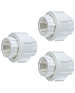 3-Pack 1-1/4 in. SCH-40 PVC Threaded-Unions w/ O-Ring PVC Pipe Threaded-Fittings ASTM D2466/F1970 FNPT x FNPT 1.25"