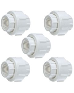 5-Pack 1-1/4 in. SCH-40 PVC Threaded-Unions w/ O-Ring PVC Pipe Threaded-Fittings ASTM D2466/F1970 FNPT x FNPT 1.25"