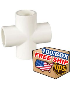 100/Box 3/4 in. SCH-40 PVC Cross Fittings NSF ASTM D2466 0.75"