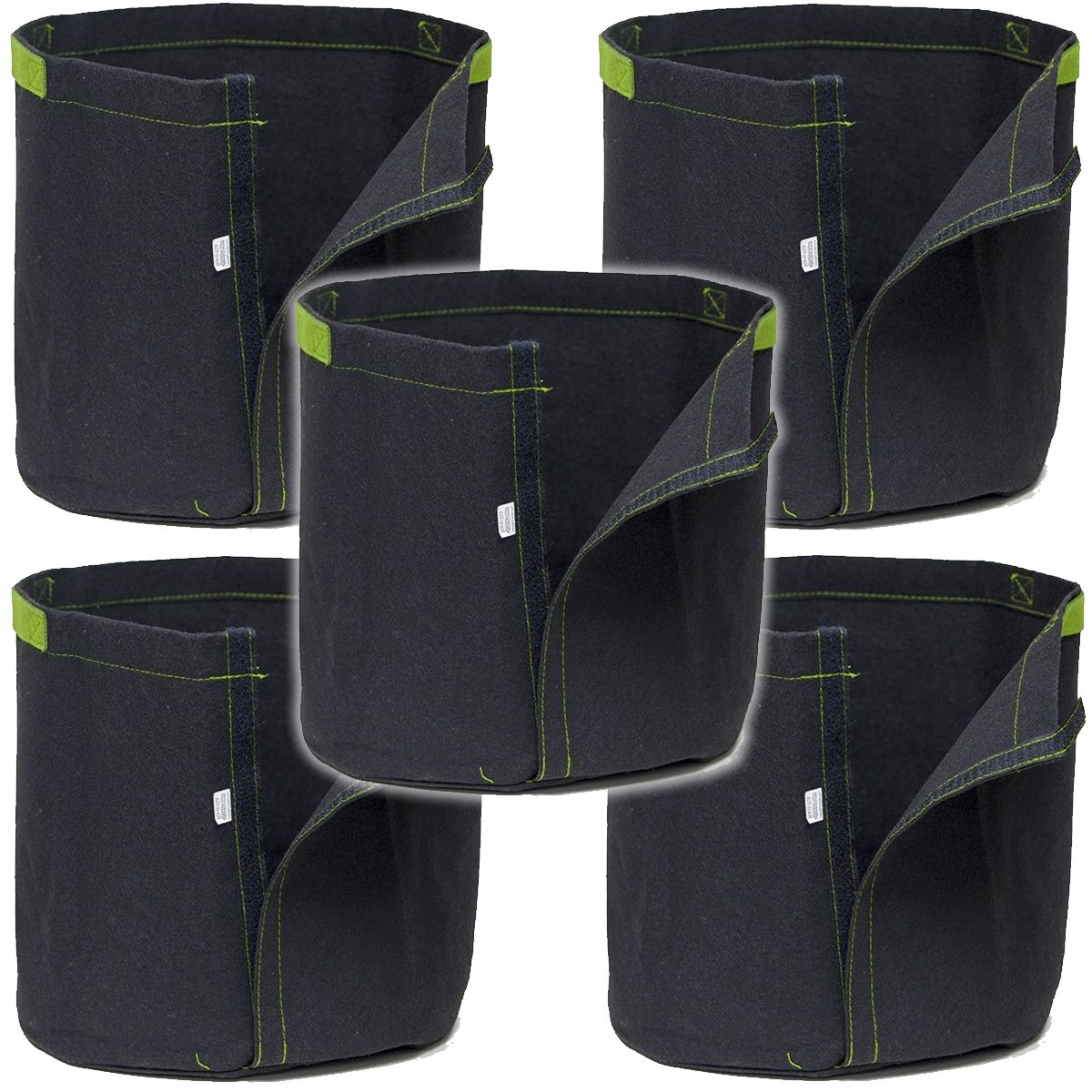 Details about   5-Pack Black/Green Grow Bags 3 Gallon Fabric Planter Root Growing Pots w/Handles 