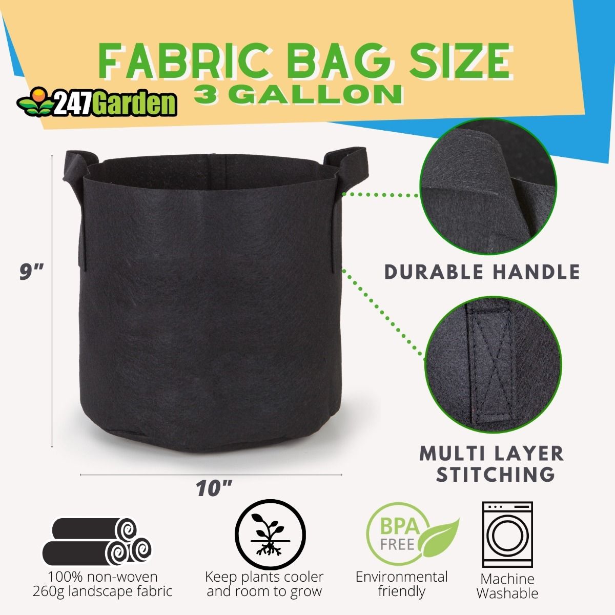 247Garden 500-Gallon Aeration Fabric Pot/Plant Grow Bag/Raised