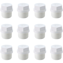 12-Pack 1/2 in. Schedule 40 Male Thread Plugs, NSF/ASTM Pipe Fittings (MPT)
