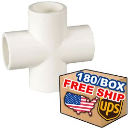 180pcs 1/2 in. Schedule-40 PVC Cross 4-Way Pipe Fitting NSF Pro ...
