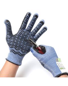 247Garden Level-D Cut-Resistant Stainless Steel-Wire Gardening Gloves w/Grips (Large Pair)