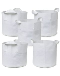  247Garden 5-Gallon Planters Grow Bags/Aeration Fabric Pots w/Handles (White 10H x 12D) 5-Pack w/USA Free Shipping