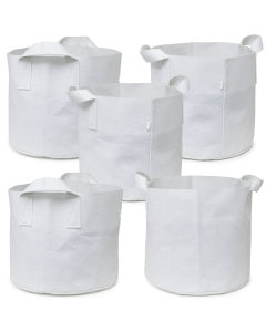 247Garden 7-Gallon Aeration Fabric Pot/Planting Grow Bag w/Handles (White 12H x 13D) 5-Pack w/Free Shipping USA