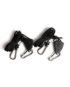 4X Pair 247Garden 1/8" Heavy-Duty Ratchet Hangers w/Plastic Gear for Grow Light Fixtures/LED Lamp/Reflectors w/150LB Max Load Weight Each Pair, 5FT Vertical Drop, Carabiner Safety Clip +Free Shipping USA