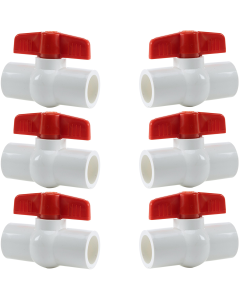 6-Pack 3/4 in. Schedule 40 PVC Compact Ball Valves, Socket