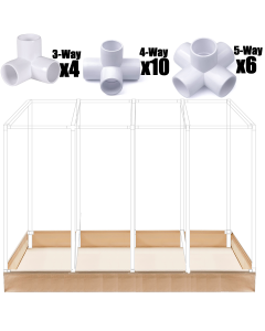 247Garden 4x16 Professional PVC-Frame Fabric Raised Garden Grow Bed w/ 1" uPVC Trellis Fittings +6X Middle Support Bar Connectors