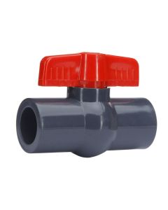 247Garden ERA 3/4" Heavy-Duty PVC Compact Ball Valve Thread-Type American-Standard Fitting (Black Grey Color, Red Handle) for SCH40/80 Pipes