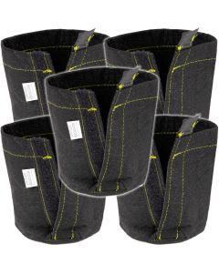 247Garden 1/4-Gallon Transplanter Fabric Pot w/Velcro Closure & Short Green Handles (Black 5H x 4D) 5-Pack w/Free Shipping USA