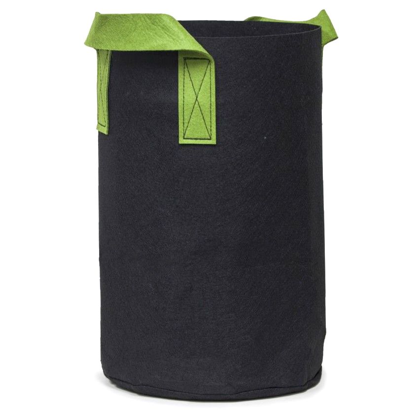 247Garden 5-Gallon Tall Aeration Fabric Pot/Tree Grow Bag (Black w/Green Handles 15H x 10D)