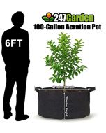 Wholesale 24PC/BOX 100-Gallon Aeration Plant Grow Bags/Fabric Pots/Raised Garden Beds w/Handles (300GSM Black 18H x 40D)