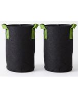 247Garden 10-Gallon Tall Aeration Fabric Pots/Tree Grow Bags (Black w/Green Handles 19H x 12.5D) 2-Pack w/Free Shipping USA