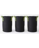 247Garden 10-Gallon Tall Aeration Fabric Pots/Tree Grow Bags (Black w/Green Handles 19H x 12.5D) 3-Pack w/Free Shipping USA