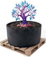 247Garden 100-Gallon Aeration Fabric Pot/Plant Grow Bag/Raised Garden Bed w/Handles BPA-FREE (300GSM Black 18H x 40D)