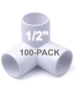 100-Pack 1/2 in. 3-Way SCH40 PVC Elbow Fittings ASTM Furniture-Grade Pipe Connectors