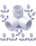 10-Pack 1/2 in. 3-Way SCH40 PVC Elbow Fittings ASTM SCH40 Furniture-Grade Connectors