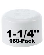 160pc/Box 1-1/4 in. SCH-40 PVC End Caps/Plugs NSF ANSI ASTM D2466 Slip/Socket Pressure Fittings 1.25"