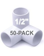50-Pack 1/2 in. 3-Way SCH40 PVC Elbow Fittings ASTM Furniture-Grade Connectors 