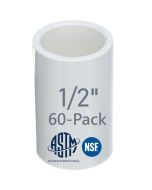 60-Pack 1/2 in. Schedule 40 PVC Couplings (Coupler) NSF Pipe Fittings (Socket) SCH40 ASTM D2466