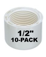 10-Pk 1/2 in. SCH-40 Female-Threaded NPT Caps PVC Pipe Fittings NSF ASTM D2466