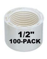 100-Pk 1/2 in. SCH-40 Female-Threaded NPT Caps PVC Pipe Fittings NSF ASTM D2466