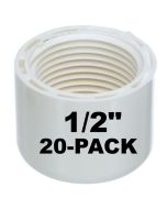 20-Pk 1/2 in. SCH-40 Female-Threaded NPT Caps PVC Pipe Fittings NSF ASTM D2466