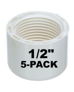 5-Pk 1/2 in. SCH-40 Female-Threaded NPT Caps PVC Pipe Fittings NSF ASTM D2466