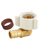 1/2" PEX-B Brass x 1/2" Female NPT Swivel 90° Elbow Adapters, Lead Free DZR Brass NSF F1807/F2159 PEX Crimp Fittings + 1/2" Copper Crimp Ring Set