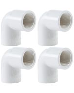 4-Pk 1/2 in. SCH-40 PVC 90-Degree Female Threaded Elbow FIPT x Slip/Socket Pipe Fitting NSF ASTM D2466
