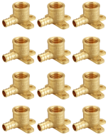 12-Pack 1/2 in. PEX-B x 1/2 in. FIP Drop Ear Female Elbow Adapters NSF Lead Free DZR Brass F1807 Crimp Fittings