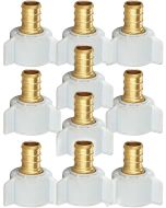 10-Pack 1/2" Pex X 1/2" Female NPT Swivel Adapter Brass Barb Crimp Brass Fittings, ASTM F1807