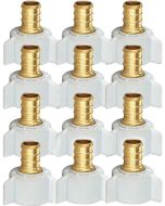 12-Pack 1/2" Pex X 1/2" Female NPT Swivel Adapter Brass Barb Crimp Brass Fittings, ASTM F1807