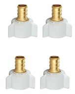 4-Pack 1/2" Pex X 1/2" Female NPT Swivel Adapter Brass Barb Crimp Brass Fittings, ASTM F1807