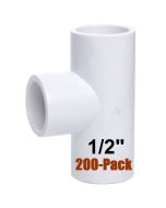 200pcs 1/2 in. Schedule 40 Tee 3-Way Pipe T Fitting NSF, Socket SCH40 ASTM D2466