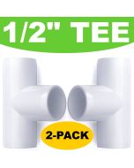 2-Pack 1/2" Tee PVC Furniture-Grade Fittings ASTM SCH40