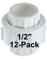 12-Pk 1/2 in. PVC Union w/ EPDM O-Ring Seals Schedule-40 Pipe Fitting Slip/Socket ASTM D2466/F1970 1/2"