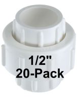 20-Pk 1/2 in. PVC Union w/ EPDM O-Ring Seals Schedule-40 Pipe Fitting Slip/Socket ASTM D2466/F1970 1/2"