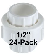 24-Pk 1/2 in. PVC Union w/ EPDM O-Ring Seals Schedule-40 Pipe Fitting Slip/Socket ASTM D2466/F1970 1/2"