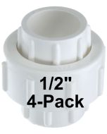 4-Pk 1/2 in. PVC Union w/ EPDM O-Ring Seals Schedule-40 Pipe Fitting Slip/Socket ASTM D2466/F1970 1/2"