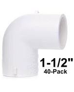 40pcs 1-1/2 in. Schedule 40 PVC 90-Degree Elbow Pipe Fitting NSF SCH40 ASTM D2466 1.5" 90°