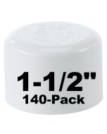 140pcs/Box 1-1/2 in. Schedule 40 PVC Cap/Socket End Plug Pipe Fitting NSF SCH40 ASTM D2466 1.5"