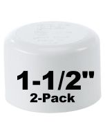 2-Pk 1-1/2 in. Schedule 40 PVC Caps/Socket End Plugs Pipe Fitting NSF SCH40 ASTM D2466 1.5"