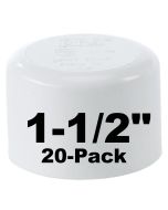 20-Pk 1-1/2 in. Schedule 40 PVC Caps/Socket End Plugs Pipe Fitting NSF SCH40 ASTM D2466 1.5"