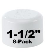 8-Pk 1-1/2 in. Schedule 40 PVC Caps/Socket End Plugs Pipe Fitting NSF SCH40 ASTM D2466 1.5"