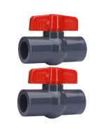 2-Pack 1 in. Heavy-Duty PVC Compact Ball Shut-off Valves Socket-Type for SCH40/SCH80 Pipe Fitting
